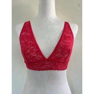 Victoria's Secret Racerback Bright Red Stretch Lace Bralette Sz Small